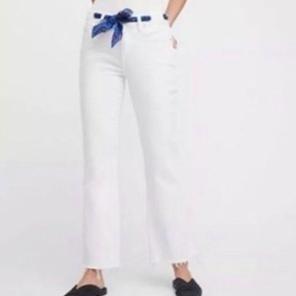 We The Free Ocean Isle Jeans Womens 28 White Cropped Flare Belted NWT